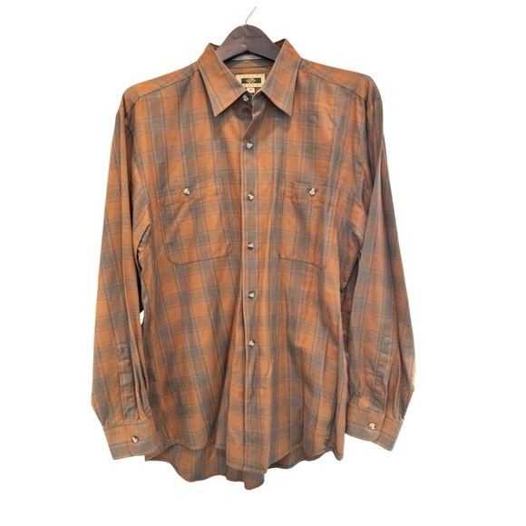 Joseph Aboud Button-Down Shirt. Brown, Orange, Black. Medium - Picture 2 of 8